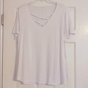 Cross Cross Neck White Top